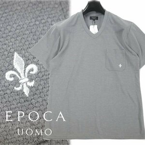 新品1円～★EPOCA UOMO エポカ ウォモ メンズ 半袖 Tシャツ カットソー Vネック M リラックスウエア グレー ◆7480◆