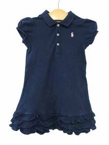 【中古】RALPH LAUREN ラルフローレン 子供服 ポロラルフローレン 24M 90/52　女の子　ワンピース　ネイビー　半袖　春夏