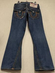 ※TRUE RELIGION トゥルーレリジョン JOEY BIGT レインボー デニムパンツ 濃いめインディゴ 米国製 28 　　 BJBD.AA