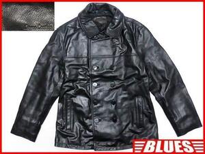 即決★Liugoo Leathers★メンズLL レザーピーコート リューグーレザー 黒 ブラック 本革 ジャケット 本皮 ビジネス Pコート 革ジャン