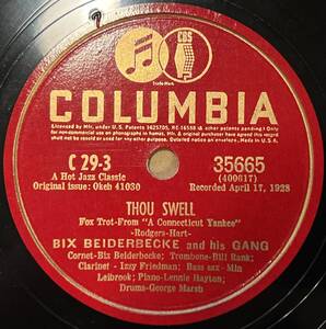 BIX BEIDERBECKE AND HIS GANG COLUMBIA Thou Swell/ Lousiana