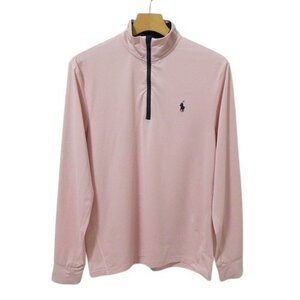 ◆ポロ ラルフローレン 美品 メンズ ハーフジップカットソー ピンク 170/92A M位 ストレッチ 長袖 ゴルフ スポーツ POLO Ralph Lauren◆OM1