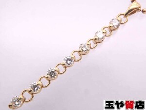 美品 イエロー系 ダイヤ7P 0.63ct デザイン ペンダント ネックレス K18YG イエローゴールド