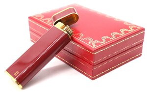 【ト滝】Cartier カルティエ トリニティ 高級ガスライター ローラーガスライター 喫煙グッズ 喫煙具 ボルドー系×ゴールド系 DJ044DES13