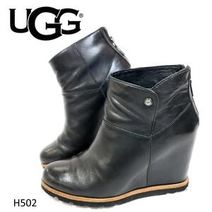 インヒールが可愛い★アグ　バックジップショートブーツ　黒 23.5cm　UGG 　USA6.5 UGG　1013031　プラットフォーム