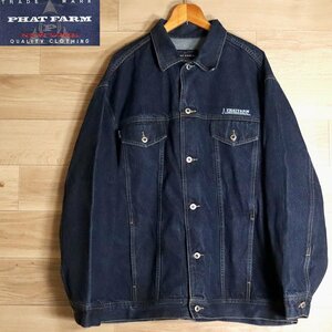 ＝3T/R9.6-1　アメリカ古着　PHAT FARM　ファットファーム　デニムジャケット　XXXL　3XL　ビッグサイズ　ジージャン　ジャンパー