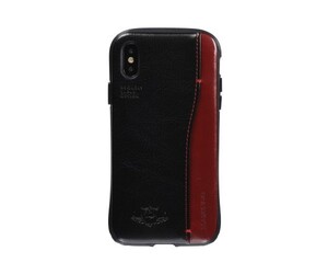 【在庫処分】Natural design iPhoneXs X (5.8インチ) 衝撃吸収背面ケース FLAMINGO Black ブラック カードホルダー