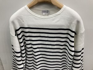 送料割引！長袖Ｔシャツ　８分袖　ワイドカフス　ボートネック　ボーダー　天竺ニット　１表示L～XL相当　白黒　CIAOPANIC★未使用格安！　