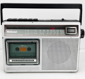 動作品 National ナショナル AM/FMラジカセ RX-1230 昭和58年製 昭和レトロ radio kasette recorder■