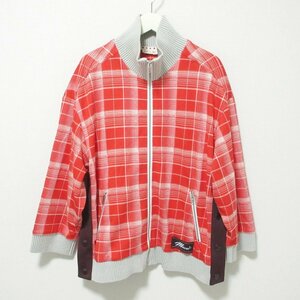 美品 22AW MARNI マルニ Plaid Side Stripe Track Jacket チェック柄 サイドスリット ジップアップ ブルゾン ジャケット 46 レッド ◆