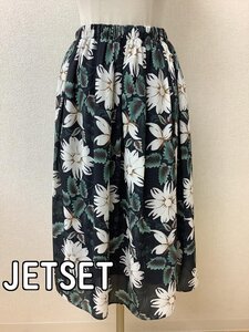 JETSET SOLO PLUS タグ付き未使用 定価16000円 黒緑に白や緑の花柄 ギャザースカート サイズF