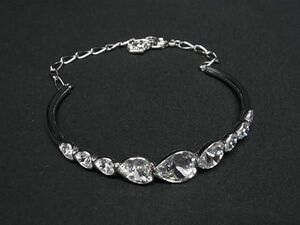 1円 ■極美品■ SWAROVSKI スワロフスキー ハートモチーフ ラインストーン ブレスレット バングル アクセサリー シルバー系 BL3455