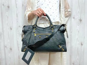 極美品 BALENCIAGA バレンシアガ ザ・シティ ハンドバッグ ショルダーバッグ バッグ レザー ダークグレー 2WAY 72728