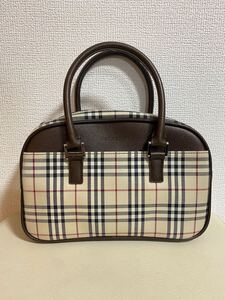 極美品 BURBERRY バーバリー ミニ ボストンバッグ ノバチェック ハンドバッグ ベージュ ブラウン 人気モデル チェック 売り切り