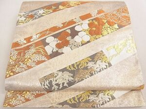 平和屋2◎六通柄袋帯　唐織　御園　琳派競集文　金糸　逸品　DAAE0237yyy