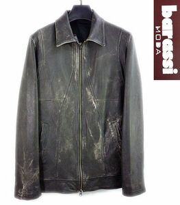 秋冬９９，３６０円【４６Ｍ】barassi MODAバラシ★タイトなビンテージレザーブルゾン