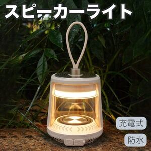 Bluetoothスピーカー付きキャンプLEDライト アトモスフィアランプ 110LM Type-C充電式3色 21個LED 1400mAhType-C 充電式 IPX4 防水 白色