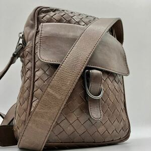 1円/最高級 BOTTEGA VENETA ボッテガヴェネタ ショルダーバッグ サコッシュ ボディ ワンショルダー イントレチャート ブラウン メンズ 茶