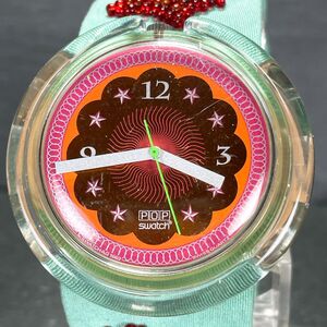 SWATCH スウォッチ POP ポップ SOUPE de Poisson PWZ106 腕時計 アナログ クオーツ 3針 オレンジ文字盤 新品電池交換済み 動作確認済み