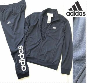 ▲B468新品 正規品 adidas アディダス 上下セット セットアップ ジャージ ジャケット パンツ 紺 ネイビー 白 ロゴ刺繍 プリント L