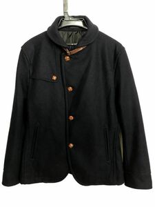 03M4856【BOYCOTT】ボイコット/紺ネイビー系/長袖/ジャケット/コート/ショート丈/毛ウール62％/レザー調ベルト付き/サイズ3