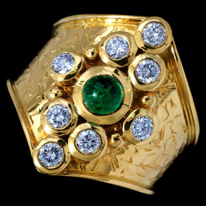 78862-107【EL CANDOR】Emerald Diamond 18K Ring SPAIN New