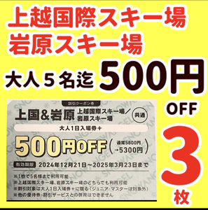 上越国際スキー場リフト券岩原スキー場リフト券割引券3