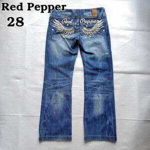 RED PEPPER　ウィング　ブーツカットデニム　ジーンズ　ダメージ　ローライズ　レディース28　83㎝　レッドペッパー　240603-09