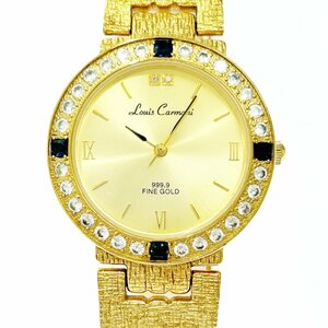 【1円スタート】【箱付き】Louis Carmani FINE GOLD 999.9 ゴールド文字盤 クオーツ ボーイズ腕時計 ジャンク 294651