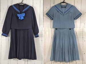 【as465】熊本県天草市本渡中学校 女子用 学生服 制服 冬服・夏服セーラー服+夏服スカート+ジャンパースカート+リボン◆g48