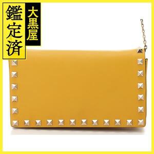 VALENTINO　ヴァレンティノ　ロックスタッズ　イエローレザー　チェーンショルダーバッグ　2143400219479　【205】