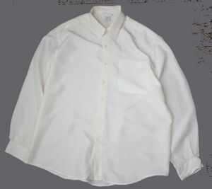 古着屋購入【100％シルク】シルクシャツ　長袖シャツ　生成り　XLサイズ　USED 　大きいサイズ