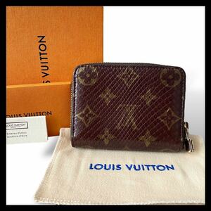 【未使用級/使用感少!!】 LOUIS VUITTON ルイヴィトン　財布　パイソン　南京錠 ファスナー　コインケース　折り財布　エキゾチック　茶系