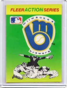 ●1990FLEER ACTION SERIES BASEBALL STICKERS　ロゴ・ステッカー・カード　ミルウォーキー・ブルワーズ