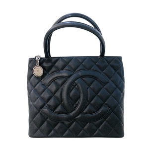 シャネル CHANEL 復刻トート A01804 ブラック　シルバー金具 キャビアスキン トートバッグ レディース 中古