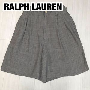 RALPH LAUREN ラルフローレン キュロットスカート 7 チェック柄 ブラウン×アイボリー×グリーン 膝丈