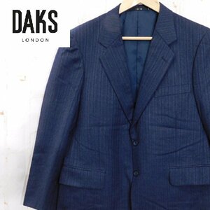 ダックスDAKS■ニューウール テーラードジャケット ストライプ柄■メンズ古着■ネイビー　シングル　ビンテージ※2414165