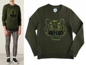 ポルトガル製 KENZO PARIS ケンゾー タイガー 刺繍 スウェット M JUNGLE オリーブグリーン