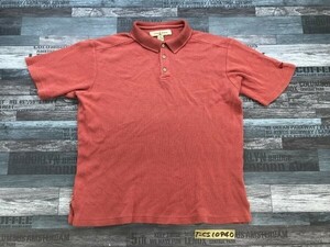 TOMMY BAHAMA トミーバハマ メンズ ロゴ刺繍 シルク70% 半袖ポロシャツ M オレンジ