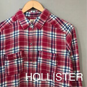 【良品】ホリスター HOLLISTER シャツ 長袖 Mサイズ レディース チェック柄 レッド ♪◇