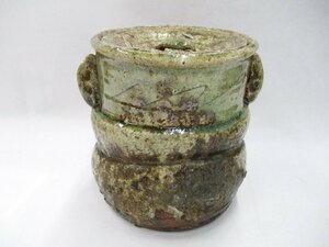 ★☆【　伊賀焼　水指　高17.5×幅17.5cm　底に刻印　】茶道具　水差☆★