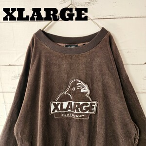 XLARGE エクストララージ コーデュロイ スウェット ブラウン ゆるだぼ