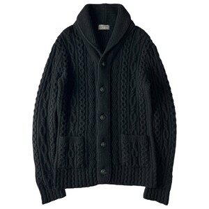 貴重 2011AW Yohji Yamamoto POUR HOMME ヨウジヤマモトプールオム カシミヤ100％ 肉厚 フィッシャーマン ニット カーディガン メンズ 3 黒