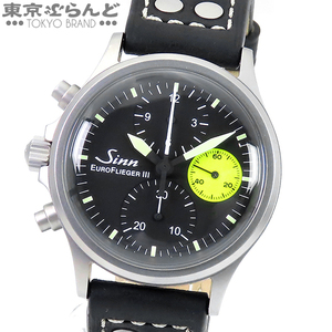 101722992 ジン ユーロフリーガー3 クロノグラフ 356.EURO FLIEGER.III ブラック SS レザー 日本限定100本 箱保付 腕時計 メンズ 自動巻