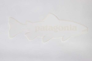 訳有 希少 パタゴニア ステッカー トラウト 白 クリア PATAGONIA TROUT 鱒 ホワイト シール デカール 魚 ネコポス カスタム デコ 釣り FLY