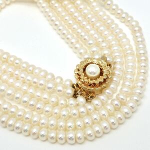 ◆本真珠3連ネックレス◆J 約50.9g 約44.5cm 4.0-5.0mm珠 pearl パール jewelry necklace ジュエリー CE0/DA0