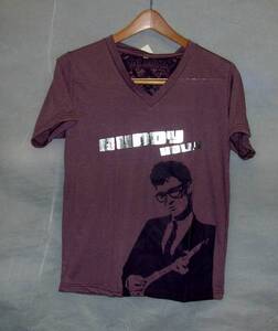 no1389L VneckアーティストプリントＴシャツwine/buddyholly