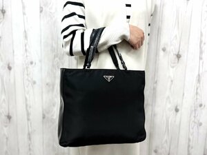 美品 PRADA プラダ テスート ハンドバッグ トートバッグ バッグ ナイロン×レザー 黒 77955Y