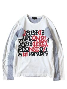 (D) COMME des GARCONS HOMME PLUS コムデギャルソン オムプリュス シャツ地 切替 長袖 Tシャツ S (ma)