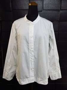 t1359　洗浄済　ユニクロ　+J　ジルサンダー　スーピマコットンシャツジャケット 　レディース　ノーカラー　綿100％　ホワイト　サイズS